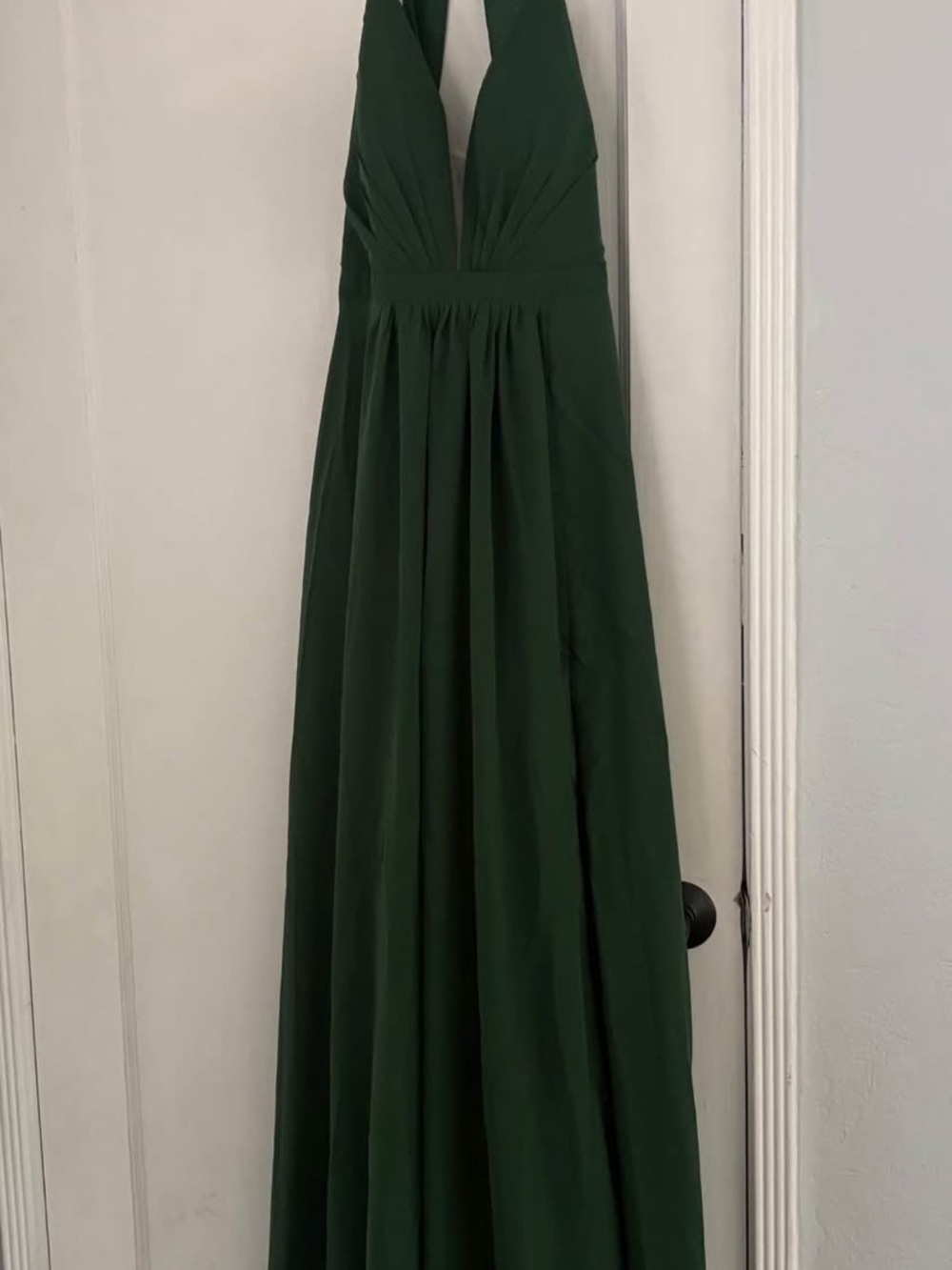 Deep Green V-Neck Women's Evening Dress